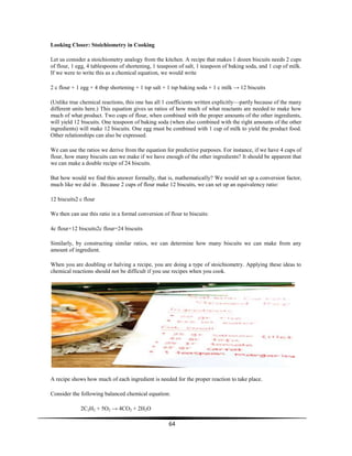 Stochiometry Cooking Examples Single drop chemistry | DOTX