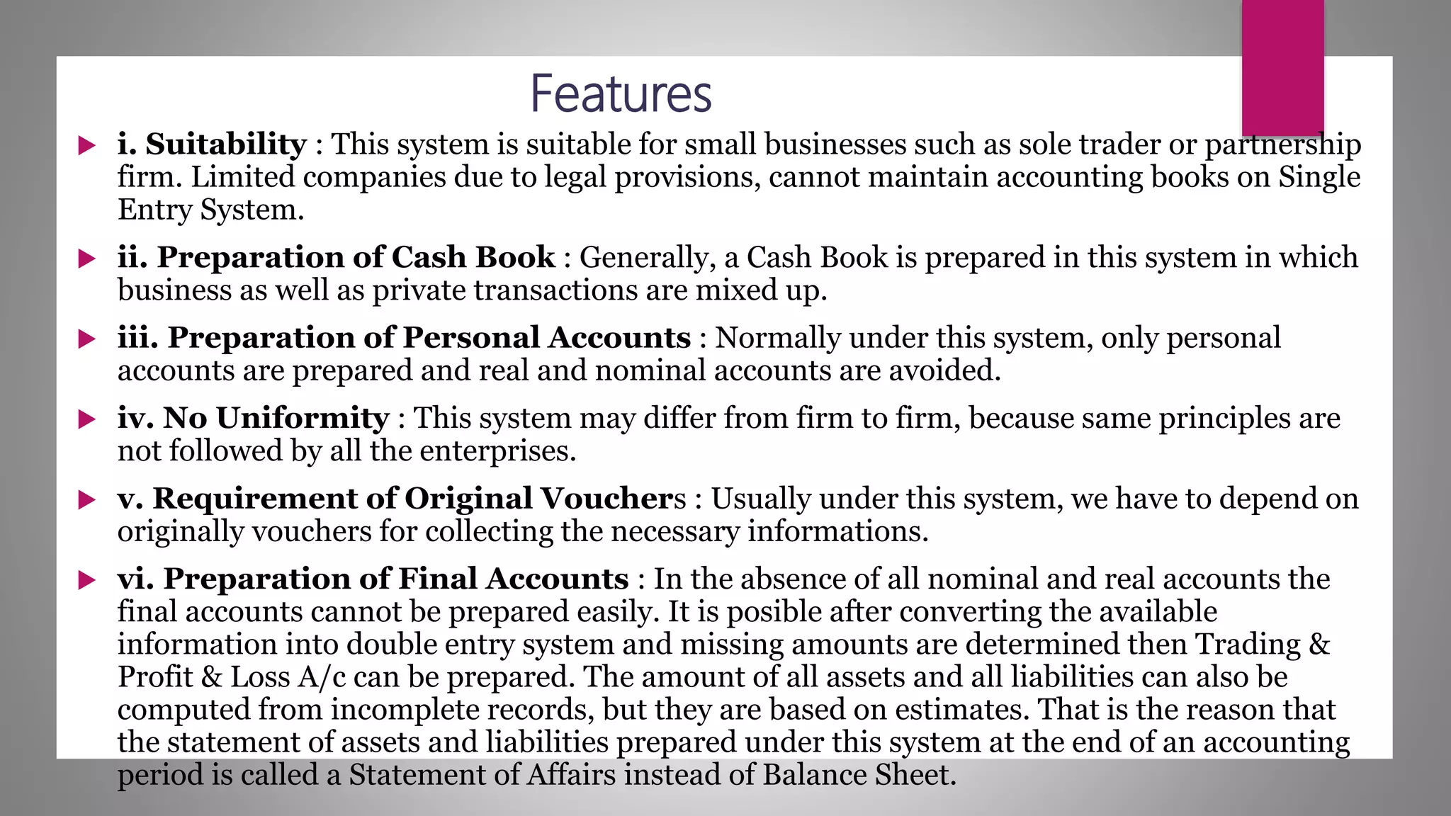Single entry system 1.1 | PPTX