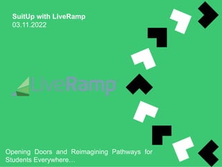 SuitUp with LiveRamp
03.11.2022
Opening Doors and Reimagining Pathways for
Students Everywhere…
 