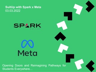 SuitUp with Spark x Meta
03.03.2022
Opening Doors and Reimagining Pathways for
Students Everywhere…
 
