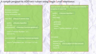 Single inheritance | PPTX | Programming Languages | Computing