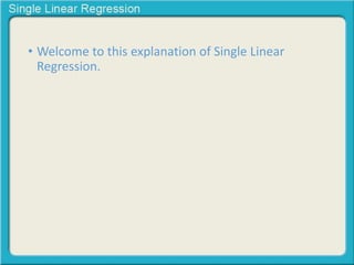 Single linear regression | PPTX
