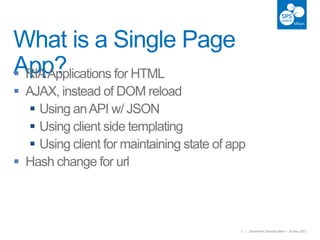 5 | SharePoint Saturday Milan – 18 May 20135 | SharePoint Saturday Milan – 18 May 2013
What is a Single Page
App?





 