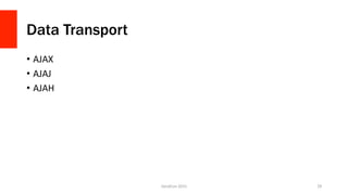 Data Transport
•  AJAX	
  
•  AJAJ	
  
•  AJAH	
  
ZendCon	
  2015	
   29	
  
 
