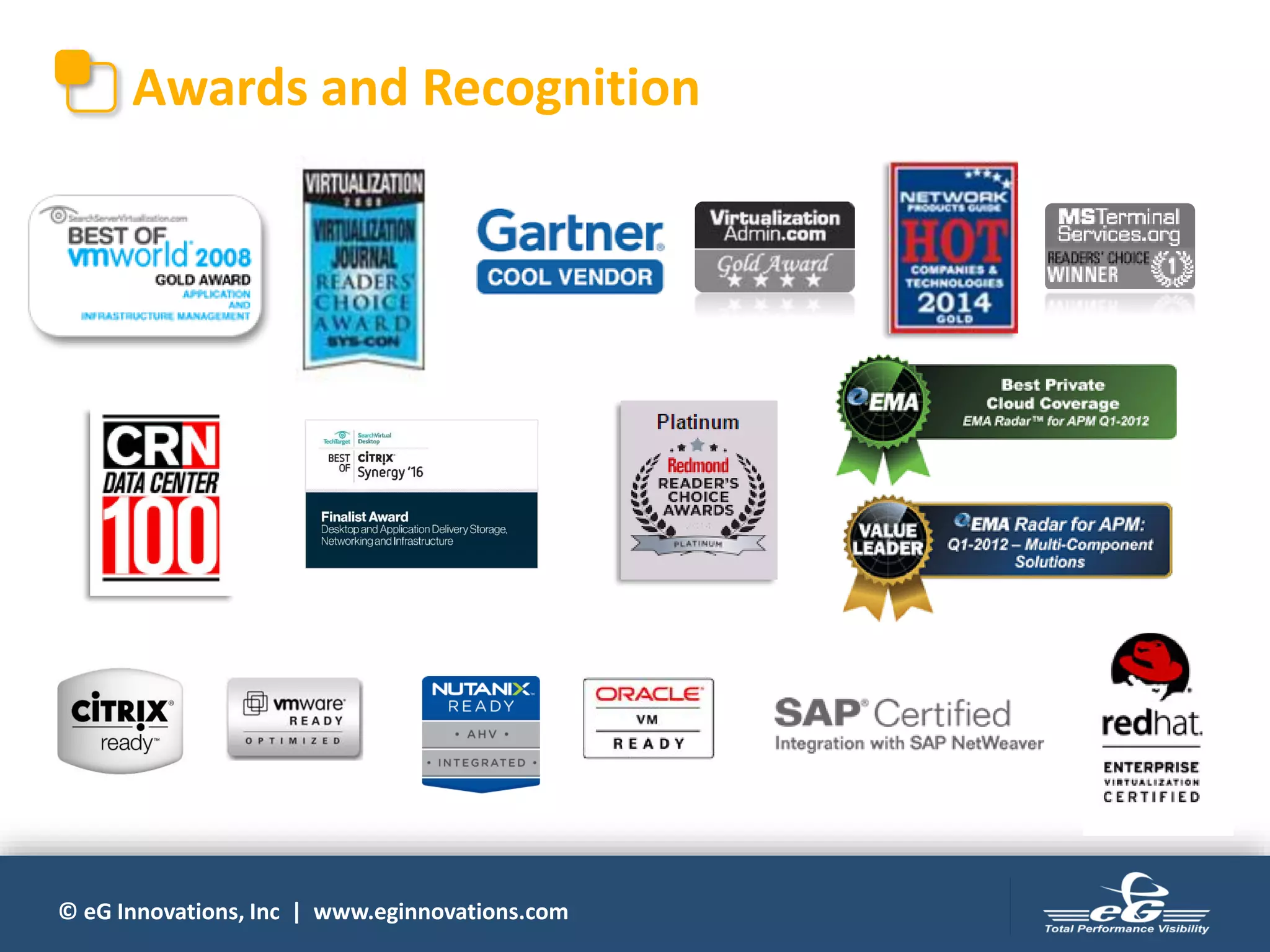 © eG Innovations, Inc | www.eginnovations.com
Awards and Recognition
 