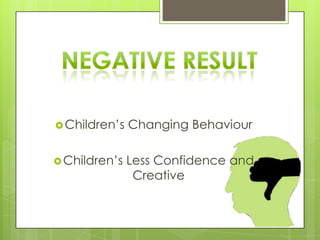  Children’s
Changing Behaviour
Children’s
Less Confidence and
Creative
