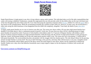 Single Parent Homes Essay | PPT