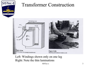 SISTec-e 3
Transformer Construction
Left: Windings shown only on one leg
Right: Note the thin laminations
 