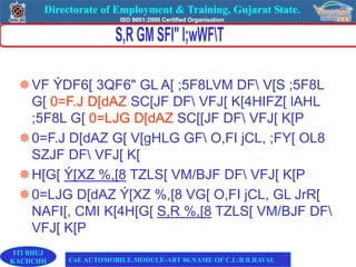VF ÝDF6[ 3QF6" GL A[ ;5F8LVM DF V[S ;5F8L
G[ 0=F.J D[dAZ SC[JF DF VFJ[ K[4HIFZ[ lAHL
;5F8L G[ 0=LJG D[dAZ SC[[JF DF VFJ[ K[P
0=F.J D[dAZ G[ V[gHLG GF O,FI jCL, ;FY[ OL8
SZJF DF VFJ[ K[
H[G[ Ý[XZ %,[8 TZLS[ VM/BJF DF VFJ[ K[P
0=LJG D[dAZ Ý[XZ %,[8 VG[ O,FI jCL, GL JrR[
NAFI[, CMI K[4H[G[ S,R %,[8 TZLS[ VM/BJF DF
VFJ[ K[P
ITI BHUJ
KACHCHH CoE AUTOMOBILE.MODULE-ABT 06.NAME OF C.I.:B.R.RAVAL
 