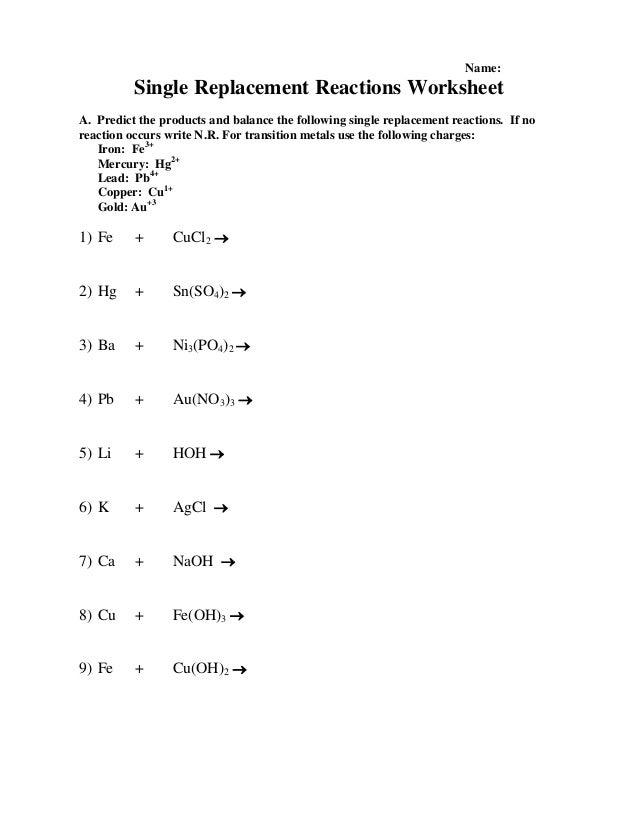 Single replacementpractice