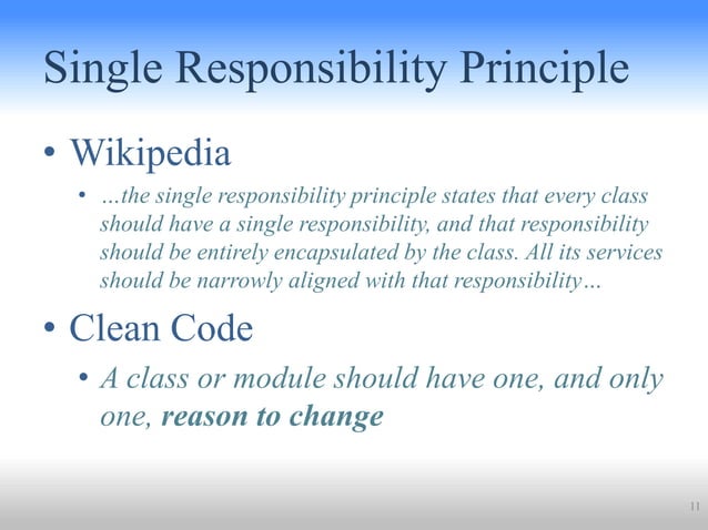 Single Responsibility Principle | PPT