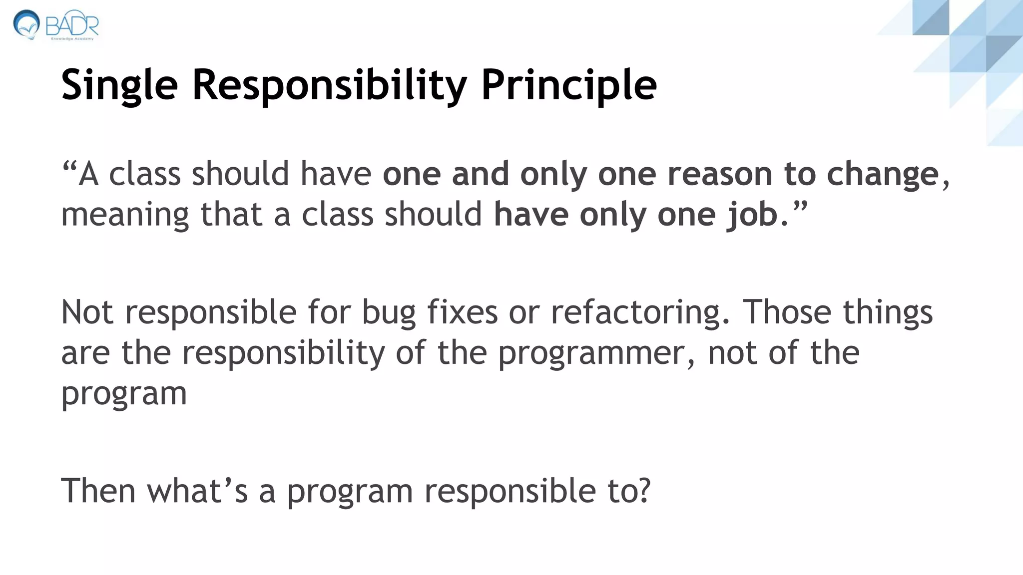 Single Responsibility Principle | PPT