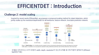 EFFICIENTDET : Introduction
Challenge 2: model scaling
- Inspired by recent works EfficientNet, we propose a compound scal...