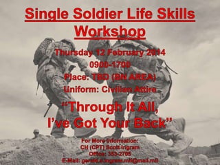 Single soldier life skills workshop