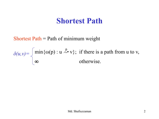 SINGLE-SOURCE SHORTEST PATHS | PPT