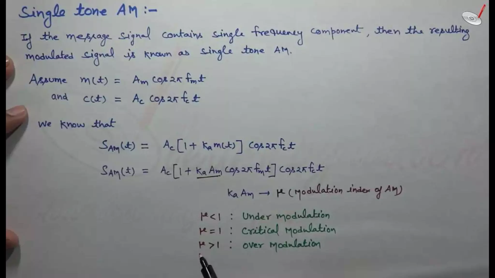 Single tone amplitude modulation