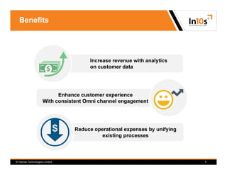 Benefits
Increase revenue with analytics
on customer data
© Intense Technologies Limited
Reduce operational expenses by un...