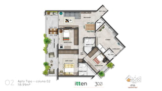 02 Apto Tipo – coluna 02
118,99m²
 