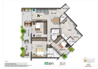 N
APTO 102
1ºe2º PISOS
ÁREA PRIVATIVA: 118,99m²
SUÍTE 13,44m²
BANHO 4,30m²
VARANDA19,43m²
SALA 22,20m²
QUARTO 9,05m²
BANHO 3,73m²
QUARTO 9,12m²
COZINHA
CIRC.
3,49m² W.C. 1,95m²
SACADA
1,85m²
A.SERV.2,96m²
VEST. 1,46m²
LAVABO
01
02 03
RU
A
FERN
AN
DO
M
ATTO
S
1- Planta ilustrativa com sugestão de decoração.Os móveis bancadas de madeira, equipamentos
e divisórias não são parte integrante do contrato.
2- As cotas poderão sofrer alterações durante a obra.
3- Os revestimentos a serem utilizados na construção estão especificados no memorial descritivo.
4- Os evaporadores e condensadores do sistema de ar condicionado (aquisição e instalação de responsabilidade dos
adquirentes) poderão sofrer ajustes ou mudançãs de posição e quantidade, caso necessário.
5- O sistema de ar condicionado projetado atende a única e exclusivamente à opção de planta original.
04 05 06
07
RUA PEDRO LAGO
ESCALA ; 1/50
6,30
2,80
3,30
3,20
3,30
2,00
4,20
2,10
2,85
3,20
1,80
2,08
2,70
2,45
2,78
2,30
10,65
1,30
1,50
1,85
1,40
1,75
 