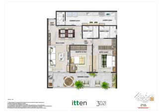 8,95
N
APTO 106
1ºe2º PISOS
ÁREA PRIVATIVA:92,36m²
SUÍTE 13,42m²
BANHO 3,36m²
VARANDA 16,56m²
SALA 21,63m²
QUARTO 10,15m²
BANHO 3,52m²
COZINHA 9,01m²
CIRC.
1,08m²
W.C.1,92m²
A.SERV.2,63m²
VEST.
0,90m²
01
02 03
RU
A
FERN
AN
DO
M
ATTO
S
1- Planta ilustrativa com sugestão de decoração.Os móveis bancadas de madeira, equipamentos
e divisórias não são parte integrante do contrato.
2- As cotas poderão sofrer alterações durante a obra.
3- Os revestimentos a serem utilizados na construção estão especificados no memorial descritivo.
4- Os evaporadores e condensadores do sistema de ar condicionado (aquisição e instalação de responsabilidade dos
adquirentes) poderão sofrer ajustes ou mudançãs de posição e quantidade, caso necessário.
5- O sistema de ar condicionado projetado atende a única e exclusivamente à opção de planta original.
04 05 06
07
RUA PEDRO LAGO
ESCALA ; 1/50
2,00
2,80 2,90 3,05
3,50
4,40
4,45
6,65
2,202,10
1,60
1,70
0,80
7,00
3,60
3,00
1,75
1,10
 