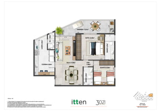 N
APTO 107
1ºe2º PISOS
ÁREA PRIVATIVA:84,53m²
SUÍTE 12,58m²
BANHO3,00m²
VARANDA 11,61m²
SALA 21,09m²
QUARTO 9,08m²
COZINHA 8,88m²
CIRC.
1,08m²
W.C.1,90m²
A.SERV.2,66m²
BANHO4,25m²
01
02 03
RU
A
FERN
AN
DO
M
ATTO
S
1- Planta ilustrativa com sugestão de decoração.Os móveis bancadas de madeira, equipamentos
e divisórias não são parte integrante do contrato.
2- As cotas poderão sofrer alterações durante a obra.
3- Os revestimentos a serem utilizados na construção estão especificados no memorial descritivo.
4- Os evaporadores e condensadores do sistema de ar condicionado (aquisição e instalação de responsabilidade dos
adquirentes) poderão sofrer ajustes ou mudançãs de posição e quantidade, caso necessário.
5- O sistema de ar condicionado projetado atende a única e exclusivamente à opção de planta original.
04 05 06
07
RUA PEDRO LAGO
ESCALA ; 1/50
7,85
1,85
1,253,70
2,70
2,65
4,62
0,90
2,31
1,65
3,65
2,50
3,20
2,75
3,30
1,25
2,40
3,40
6,50
 