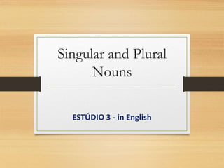 ESTÚDIO 3 - in English
Singular and Plural
Nouns
 