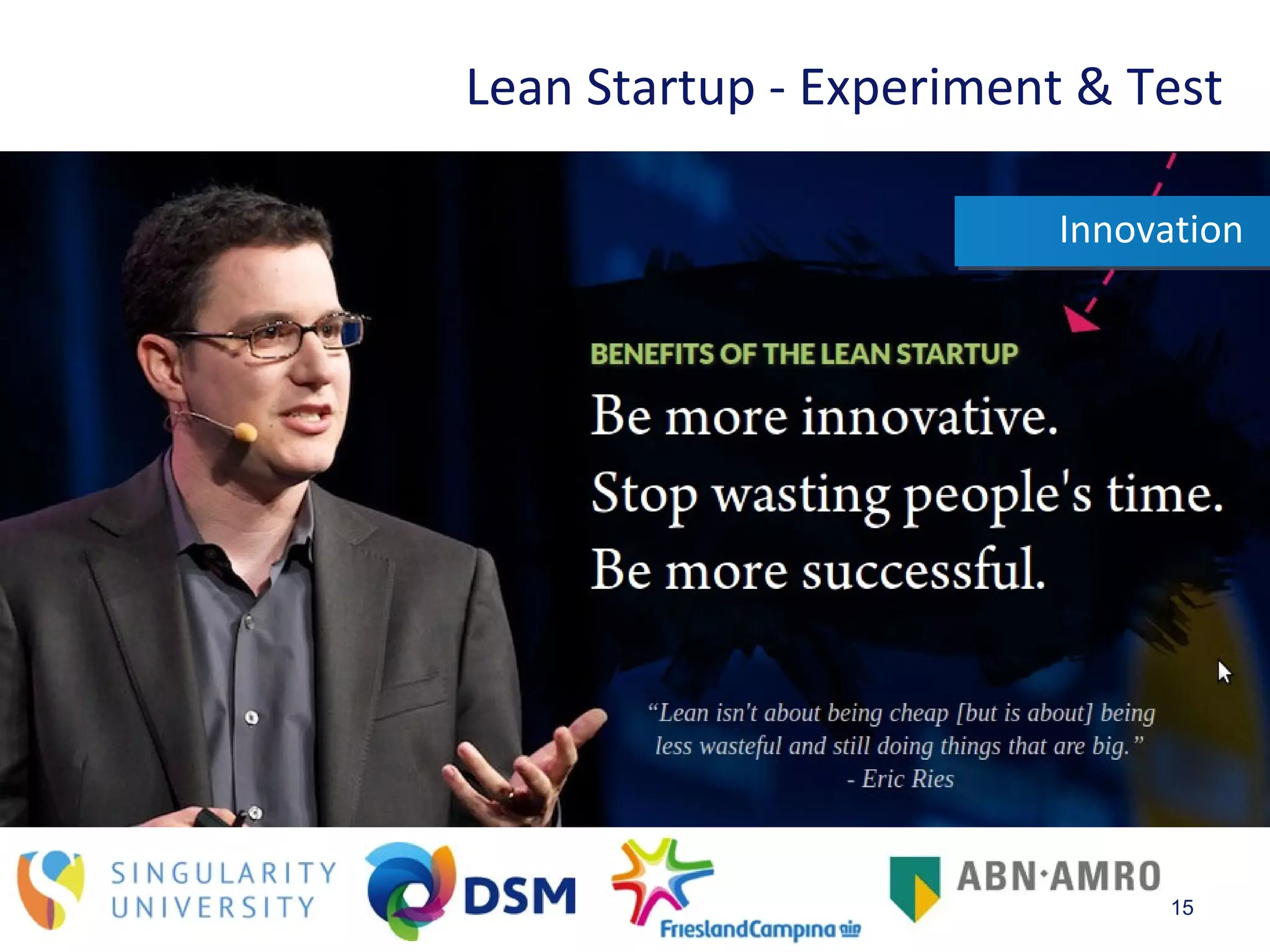 15
Innovation
Lean Startup - Experiment & Test
 