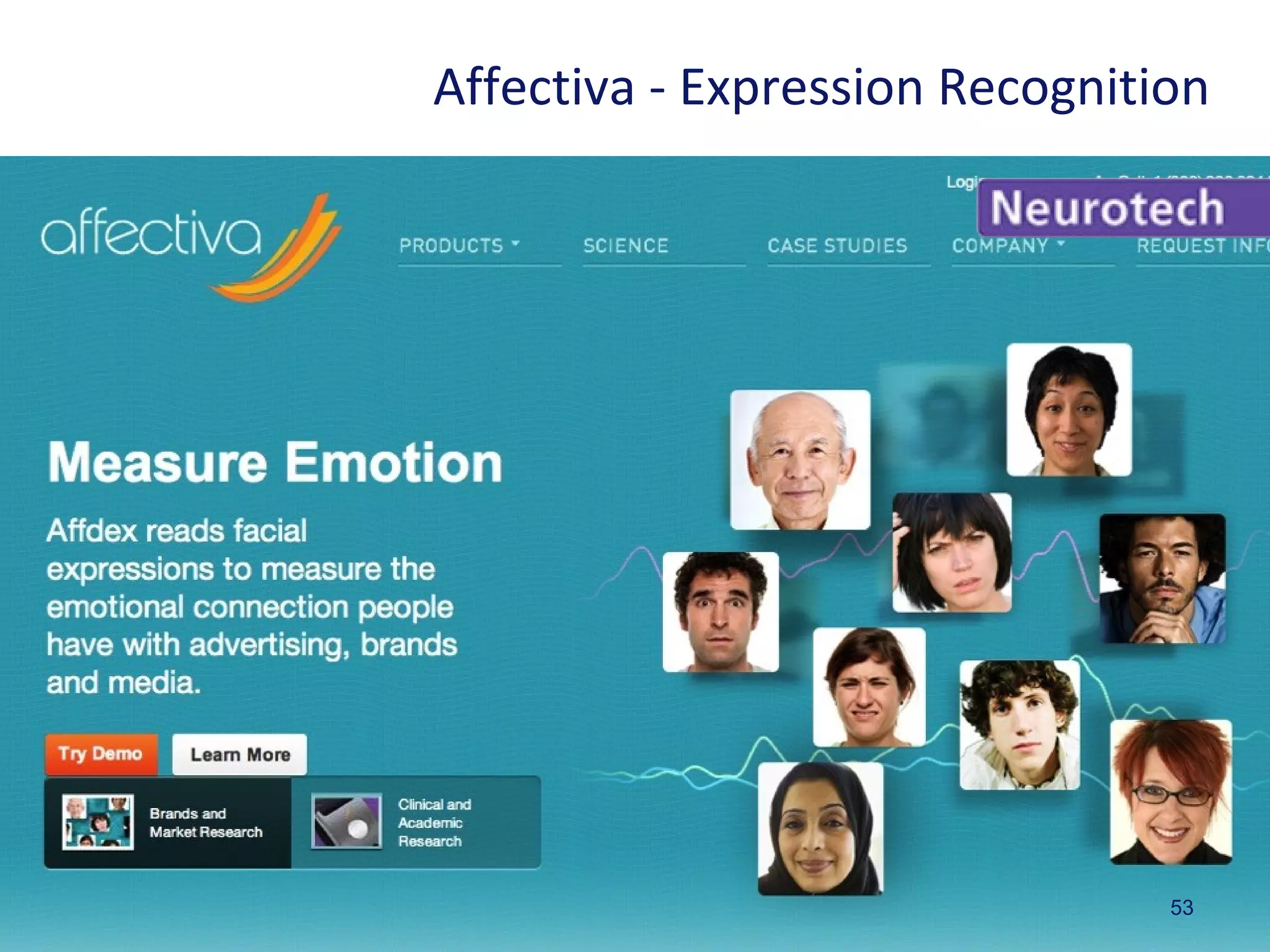 53
Affectiva - Expression Recognition
 