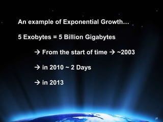 An example of Exponential Growth…<br />5 Exobytes = 5 Billion Gigabytes<br />	 From the start of time  ~2003<br />	 in ...