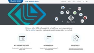 LLNL Open Source
1. Identify an actual need that crosses communities → Assess repository state and define statement of need
2. Have an idea for a way to fix it.
3. Create documentation, branding, and tutorials
4. Tell people about it, get them interested.
 