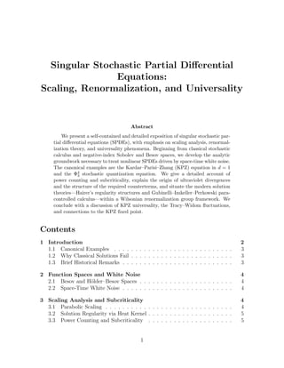 Singular Stochastic Partial Differential Equations: Scaling ...