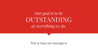 Our goal is to be
OUTSTANDING
at everything we do.
This is how we manage it:
 
