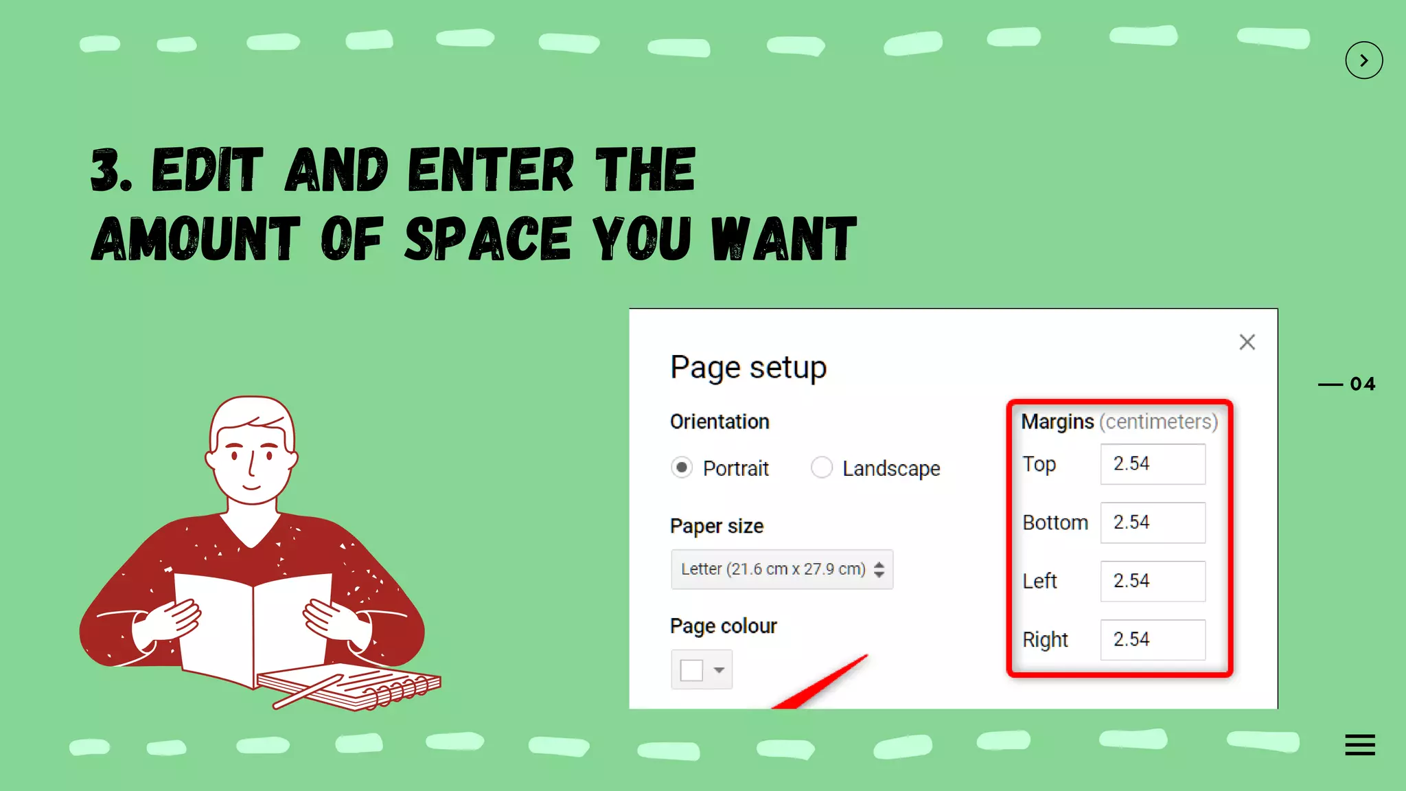 04
3. Edit and enter the
amount of space you want
 