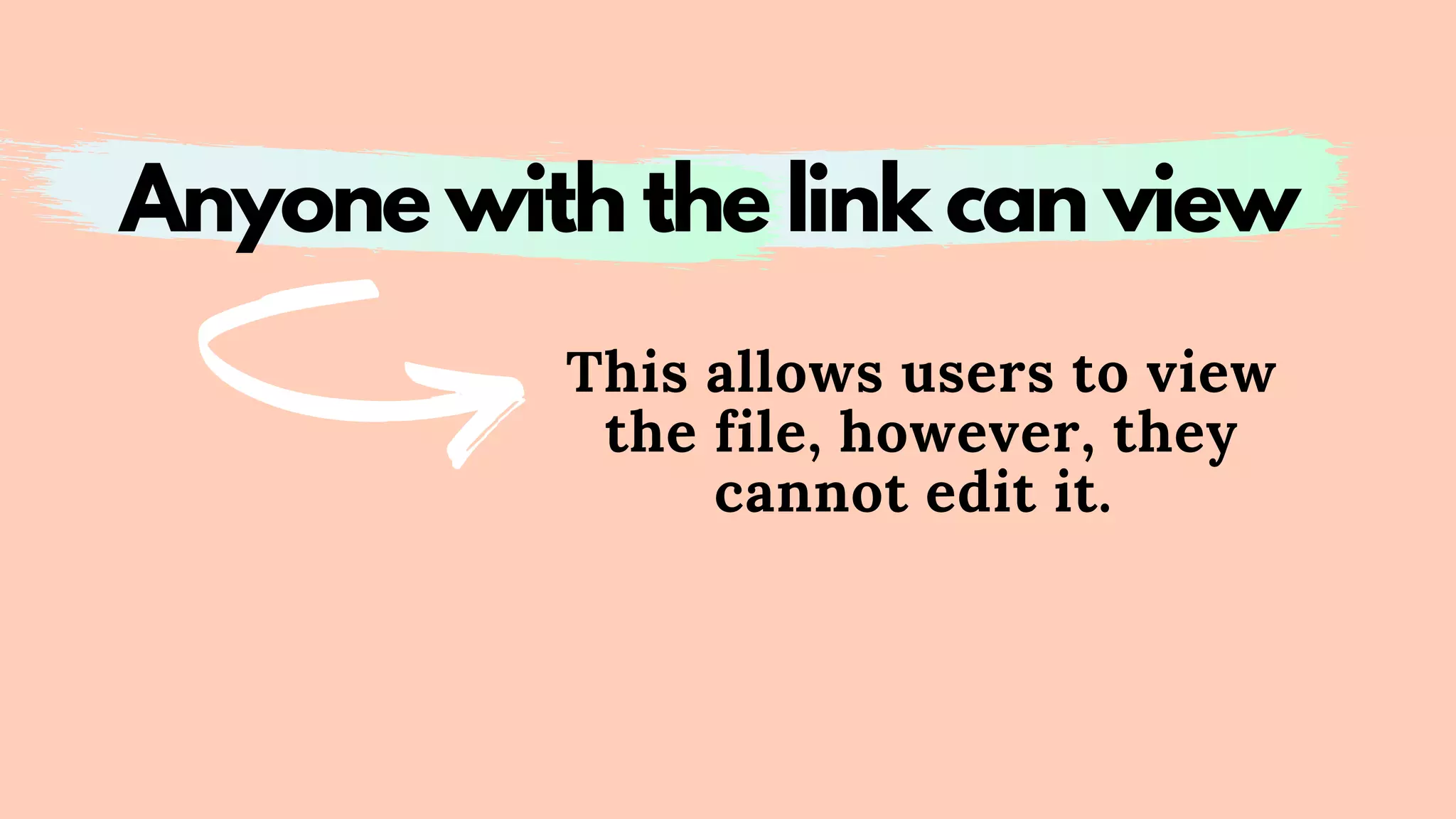 Anyone with the link can view
This allows users to view
the file, however, they
cannot edit it.
 