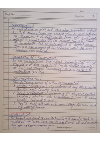 Test - Sinha's Comprehensive Anxiety Test - SCAT