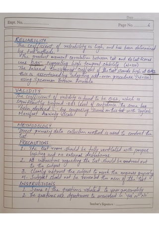 Test - Sinha's Comprehensive Anxiety Test - SCAT