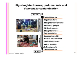 Quantifying Salmonella spp. in pig slaughterhouses and pork markets associated with human health in Hung Yen, Vietnam
