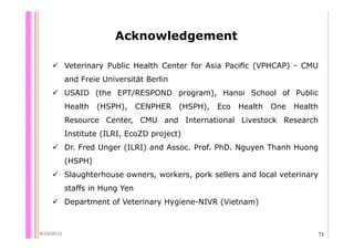 Quantifying Salmonella spp. in pig slaughterhouses and pork markets associated with human health in Hung Yen, Vietnam