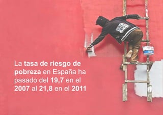 La tasa de riesgo de
pobreza en España ha
pasado del 19,7 en el
2007 al 21,8 en el 2011
 