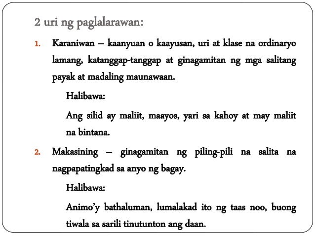 Mga Halimbawa Ng Paglalarawan Sining ng pagbigkas at pagsulat na pakikipagtalastasan by Reimuel Bis…