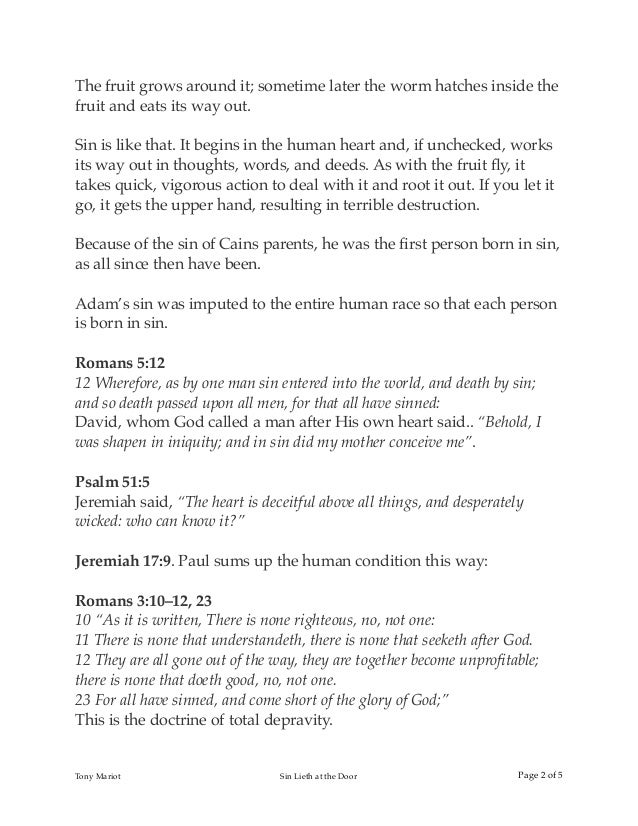 Sin Lieth At The Door