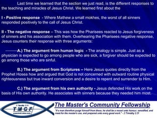 Human Sinner Sinners and saints part 3 - Mathew 9 verses 9 to 17 | PPT