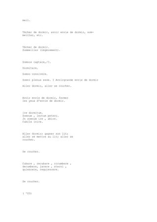 Sinónimos en francés y latín