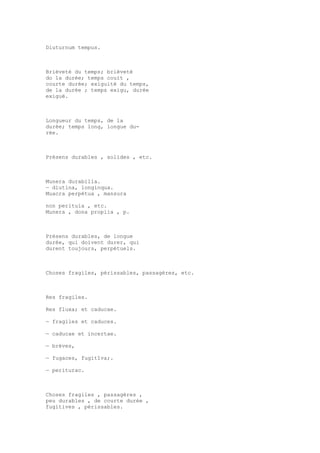 Sinónimos en francés y latín