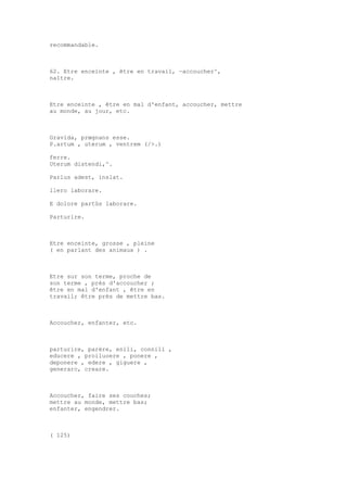 Sinónimos en francés y latín