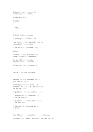 Sinónimos en francés y latín