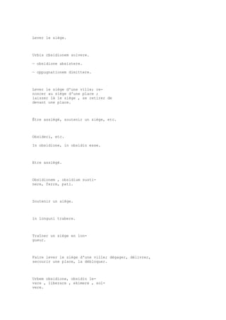 Sinónimos en francés y latín