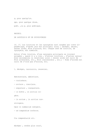 Sinónimos en francés y latín