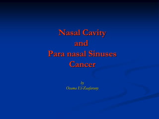 Nasal Cavity
and
Para nasal Sinuses
Cancer
by
Osama El-Zaafarany

 