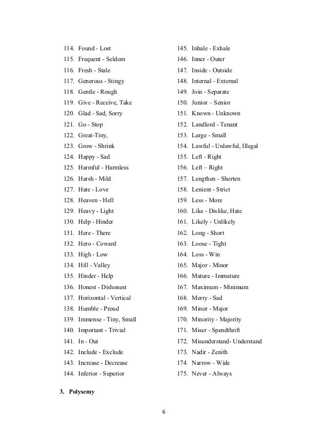 Printables Antonyms Examples 100 synonyms antonyms polysemy homonym and homograph fortunate unfortunate 5 6